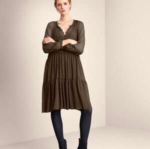 Luisa Cerano urban jungle sheer LS tiere Midi dress
